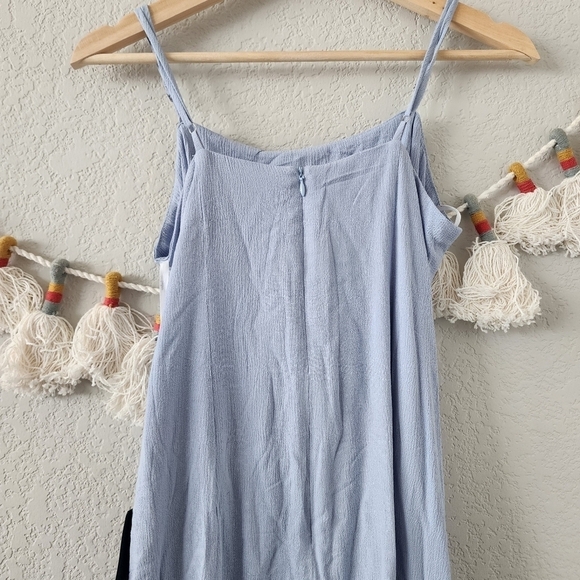 Lulus Stay Sunny Light Blue Faux Wrap Tie Midi Dress Sleeveless Overlap Skirt L - Picture 9 of 11